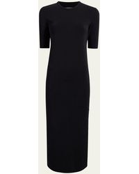 Another Tomorrow - Fitted Midi Dress W/ Elbow Sleeves - Lyst