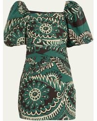 Sea - Charlough Printed Puff-sleeve Mini Dress - Lyst
