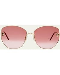 Cartier - Gradient Panther Metal Butterfly Sunglasses - Lyst