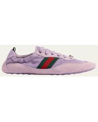 Gucci - Shift Mesh And Suede Low-Top Sneakers - Lyst