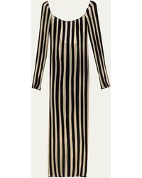LAQUAN SMITH - Sheer Striped Midi Dress - Lyst