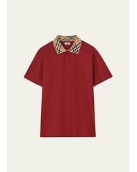 Burberry - Evan Check-Collar Cotton Polo Shirt - Lyst