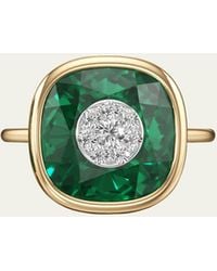 Bhansali - 18k Yellow Gold One Collection Bezel Emerald Ring With Diamonds - Lyst