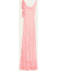 Saloni - Asher-b Silk Frill Sleeveless Printed Dress - Lyst