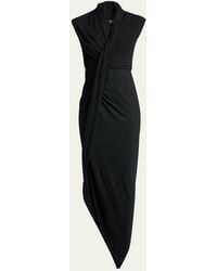 Balenciaga - Draped Sleeveless Asymmetric Midi Dress - Lyst