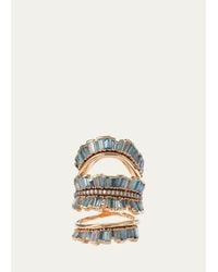 Nak Armstrong - Triple Ruched Ribbon Ring With, Moonstone, Peruvian Opal And Diamond Pave - Lyst