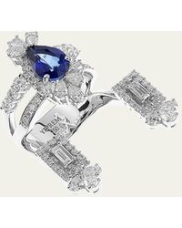YEPREM - 18k White Gold Diamond And Sapphire Ring - Lyst