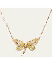 Daniella Kronfle - Citrine And Quartz Dragonfly Necklace With Diamonds - Lyst