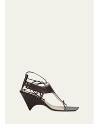 Christen - 75Mm Edge Lizard-Embossed Leather Ankle-Tie Sandals - Lyst