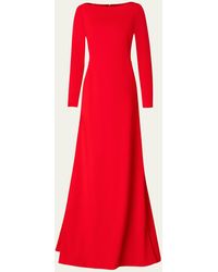 Akris - Red Long-sleeve Godet Back Gown - Lyst