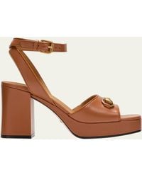 Gucci - Lady Leather Horsebit Platform Sandals - Lyst