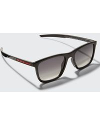Prada - Square Metal Logo Sunglasses - Lyst