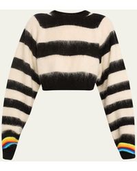 Christopher John Rogers - Brushed Striped Crop Wool Sweater - Lyst
