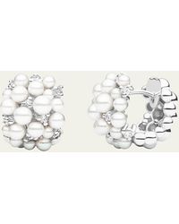 Paul Morelli - Lagrange 18k White Gold Pearl & Diamond Hoop Earrings - Lyst