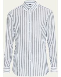 Bergdorf Goodman - Linen-cotton Stripe Casual Button-down Shirt - Lyst