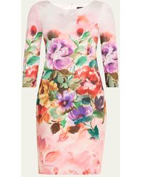 Teri Jon - Bodycon Floral-Print Scuba Dress - Lyst