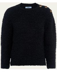 Prada - Wool Boucle Knit Sweater With Shoulder Buttons - Lyst