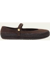 Loewe - X Paula's Ibiza Rio Suede Mary Jane Espadrille Flats - Lyst