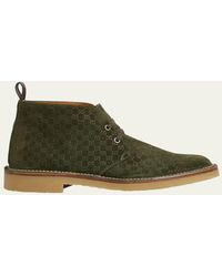 Gucci - Moreau Gg Suede Lace-Up Ankle Boots - Lyst