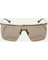 Gucci - Flat-top Metal Shield Sunglasses - Lyst