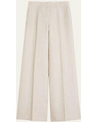 Max Mara - Flax Linen Wide-Leg Pants - Lyst