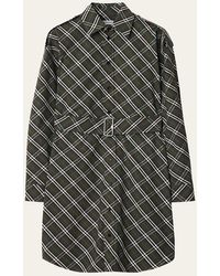 Burberry - Check Long-Sleeve Belted Shirtdress - Lyst