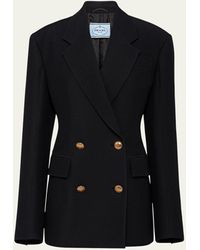 Prada - Double-breasted Wool And Silk Jacket - Lyst