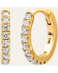 Andrea Fohrman - 14k Yellow Gold Diamond Pave Huggie Earrings - Lyst