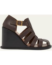 Loewe - Campo Leather Wedge Fisherman Sandals - Lyst