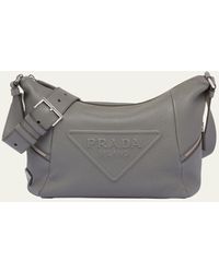 Prada - Embossed Logo Leather Shoulder Bag - Lyst