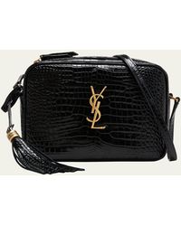 Saint Laurent - Lou Medium Ysl Camera Bag With Tassel In Croc Embossed Leather - Lyst
