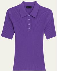 Theory - Ribbed Compact Crepe Short-sleeve Polo Shirt - Lyst