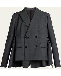Sacai - Glen Check Ruffle Double-Breasted Jacket - Lyst