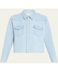 Mother - The Super Ex Crop Step Fray Shirt - Lyst