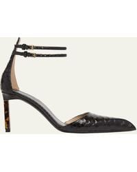 Tom Ford - Python Stamped Leather Double Ankle Strap Pumps - Lyst