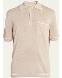 Agnona - Linen-silk Jersey Polo Shirt - Lyst