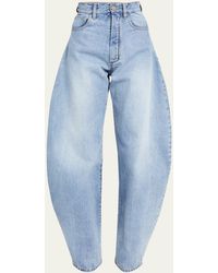 Alaïa - Exaggerated Rounded Wide-leg Denim Jeans - Lyst