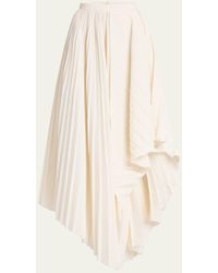 McQueen - Pleated Asymmetric Draped Midi Skirt - Lyst