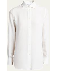 Loro Piana - Cam Kara Micro Jacquard Silk Button-front Shirt - Lyst
