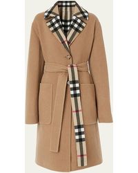 Burberry - Reversible Check Double Face Wool Coat - Lyst
