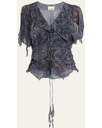 Isabel Marant - Thanais Lace-Up Silk Top - Lyst