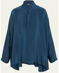 Eskandar - Wide Longer-back Double Stand Collar Shirt (mid Plus Length) - Lyst