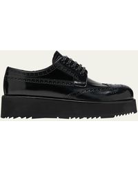 Prada - Leather Lace-up Oxford Flatform Loafers - Lyst
