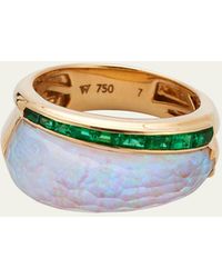 Stephen Webster - 18k Yellow Gold Ch2 Slimline Ring With Opalescent Quartz Crystal Haze And Emeralds - Lyst