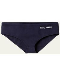 Miu Miu - Logo-Embroidered Bikini Bottoms - Lyst