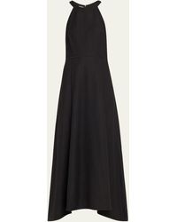 Brunello Cucinelli - Fluid Linen Twill Maxi Dress With Monili Detail - Lyst