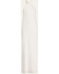 Ramy Brook - Tatiana Low-Cut Halter Column Gown - Lyst