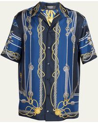 Versace - Nautical-print Silk Short-sleeve Shirt - Lyst