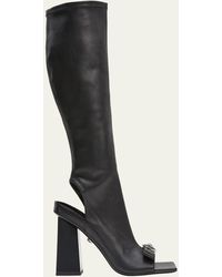 Versace - Gianni Ribbon Leather Open-toe Boots - Lyst