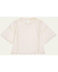 Ulla Johnson - Kai Embroidered Short-Sleeve Top - Lyst